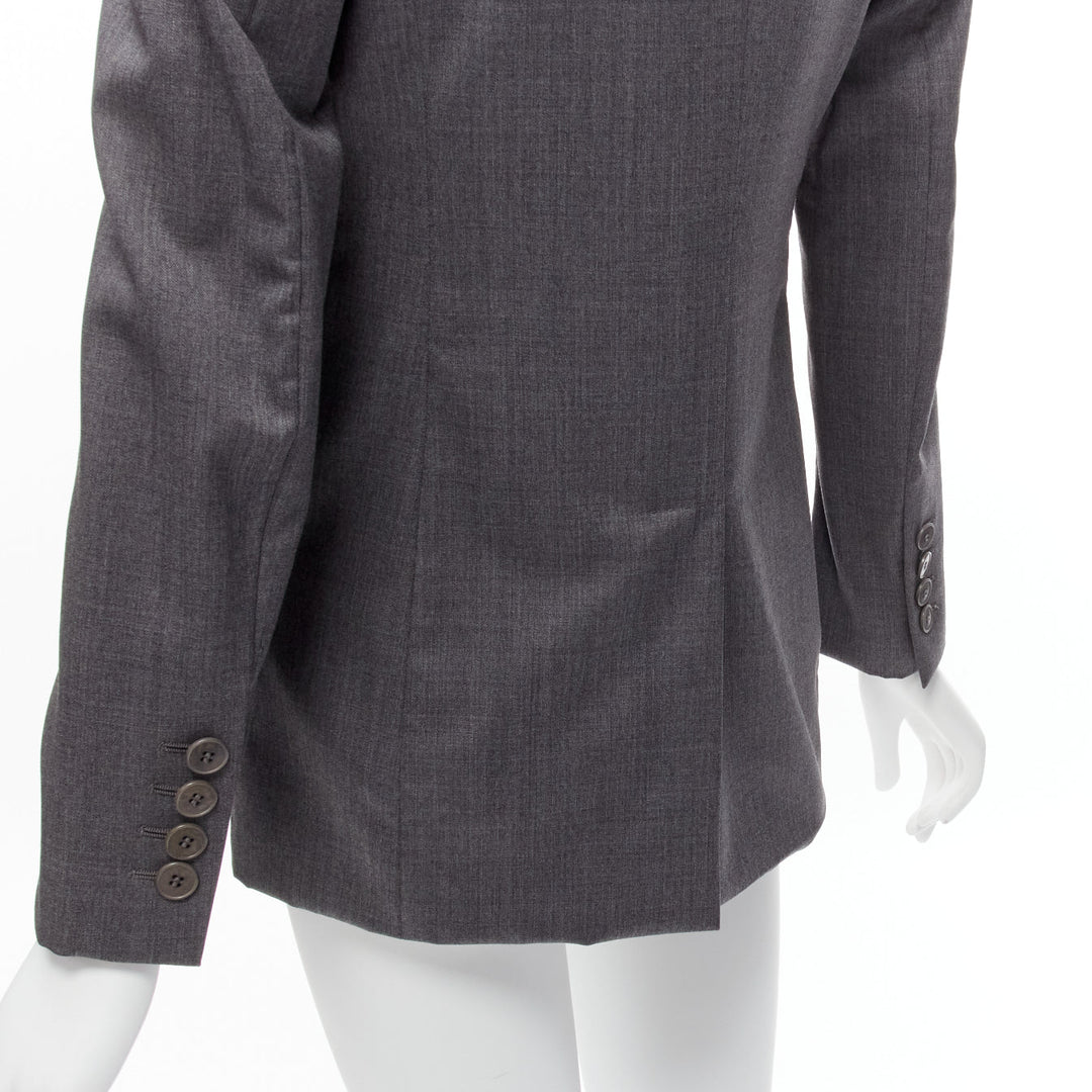 STELLA MCCARTNEY grey wool triple layer shawl pocketed fitted blazer IT36 XXS