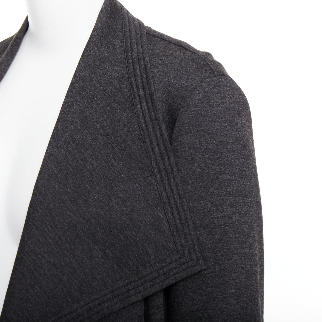 DONNA KARAN dark grey viscose quilted waterfall drape front coat US14 XXL