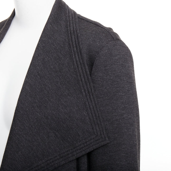 DONNA KARAN dark grey viscose quilted waterfall drape front coat US14 XXL