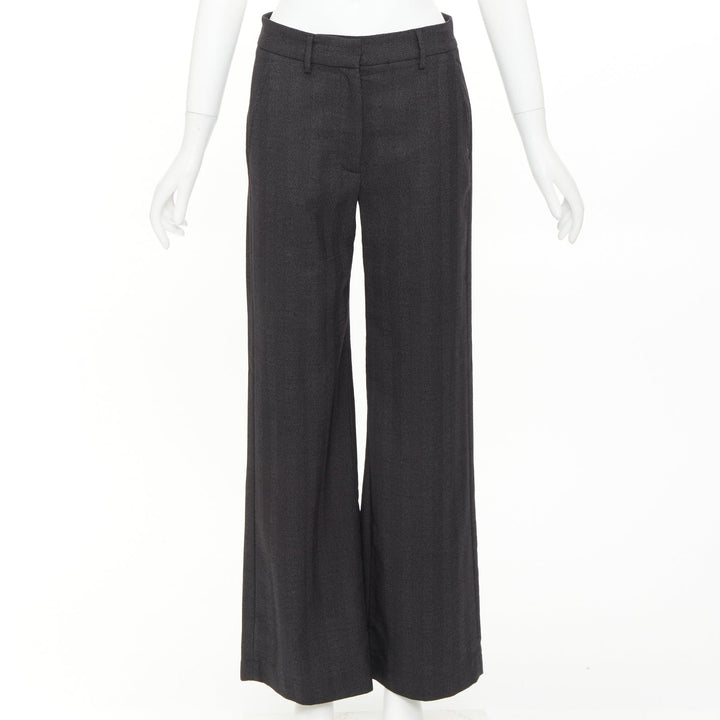 BARENA VENEZIA grey herringbone wool mid waist wide cropped trousers IT40 S