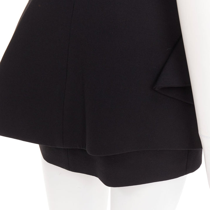 ALEXANDRE VAUTHIER black wool crepe asymmetric peplum ruffle dress