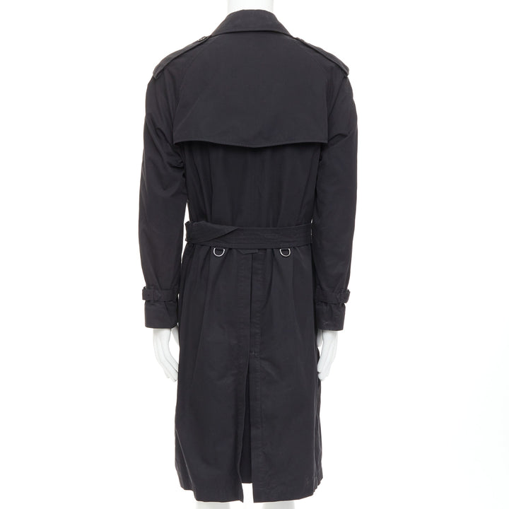 BURBERRY Westminster Heritage black Gabardine House Check  trench coat IT48 M