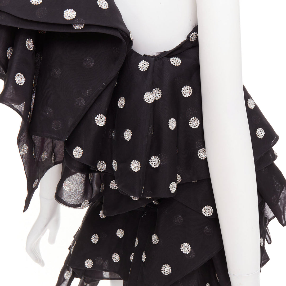 ALEXANDRE VAUTHIER COUTURE SS2019 Runway crystal polka dot ruffle shoulder dress