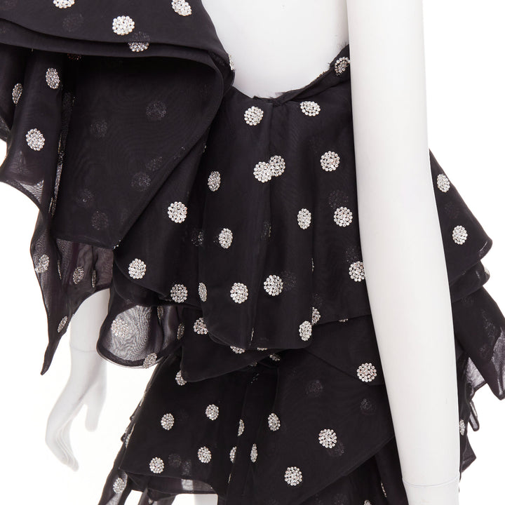 ALEXANDRE VAUTHIER COUTURE SS2019 Runway crystal polka dot ruffle shoulder dress