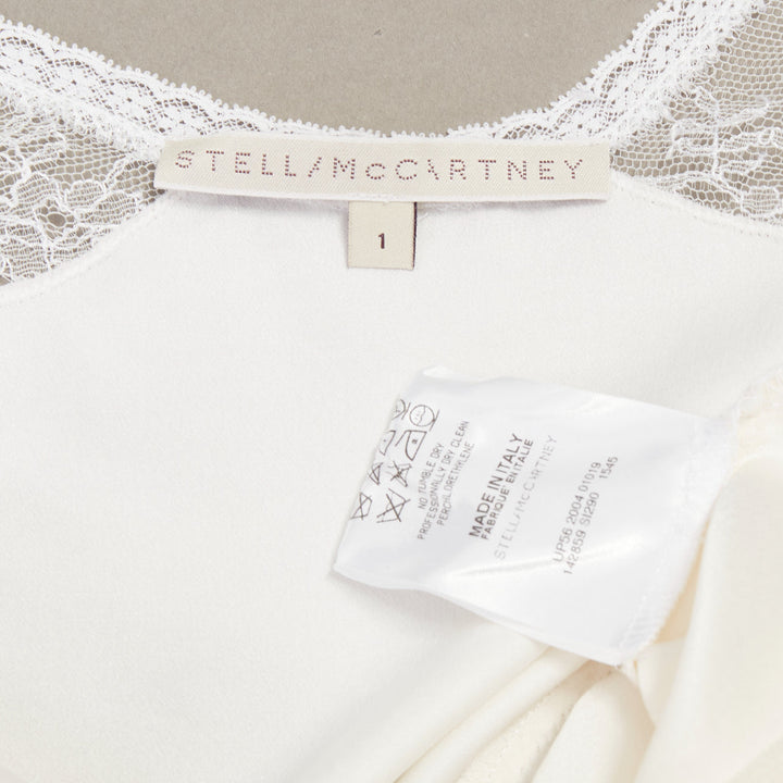 STELLA MCCARTNEY Vintage 2004 cream silk crepe lace panel cami tank top Sz.1 XS