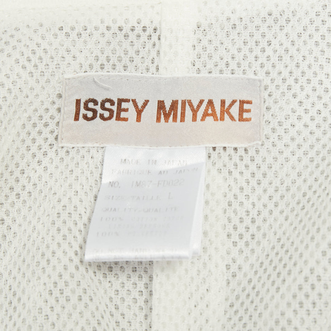 ISSEY MIYAKE Vintage white lattice grid stitch zippered pocket cotton jacket L