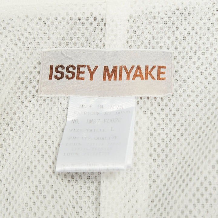 ISSEY MIYAKE Vintage white lattice grid stitch zippered pocket cotton jacket L