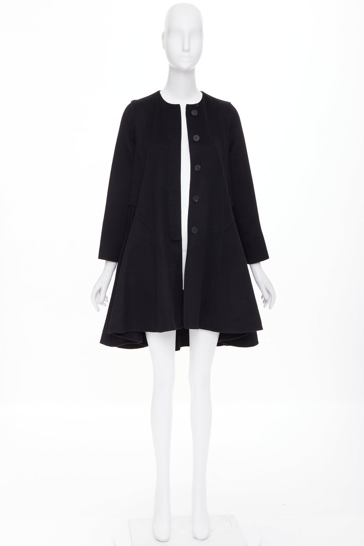 DIOR black  lightweight double faced 100% cashmere flared hem coat FR34 XS