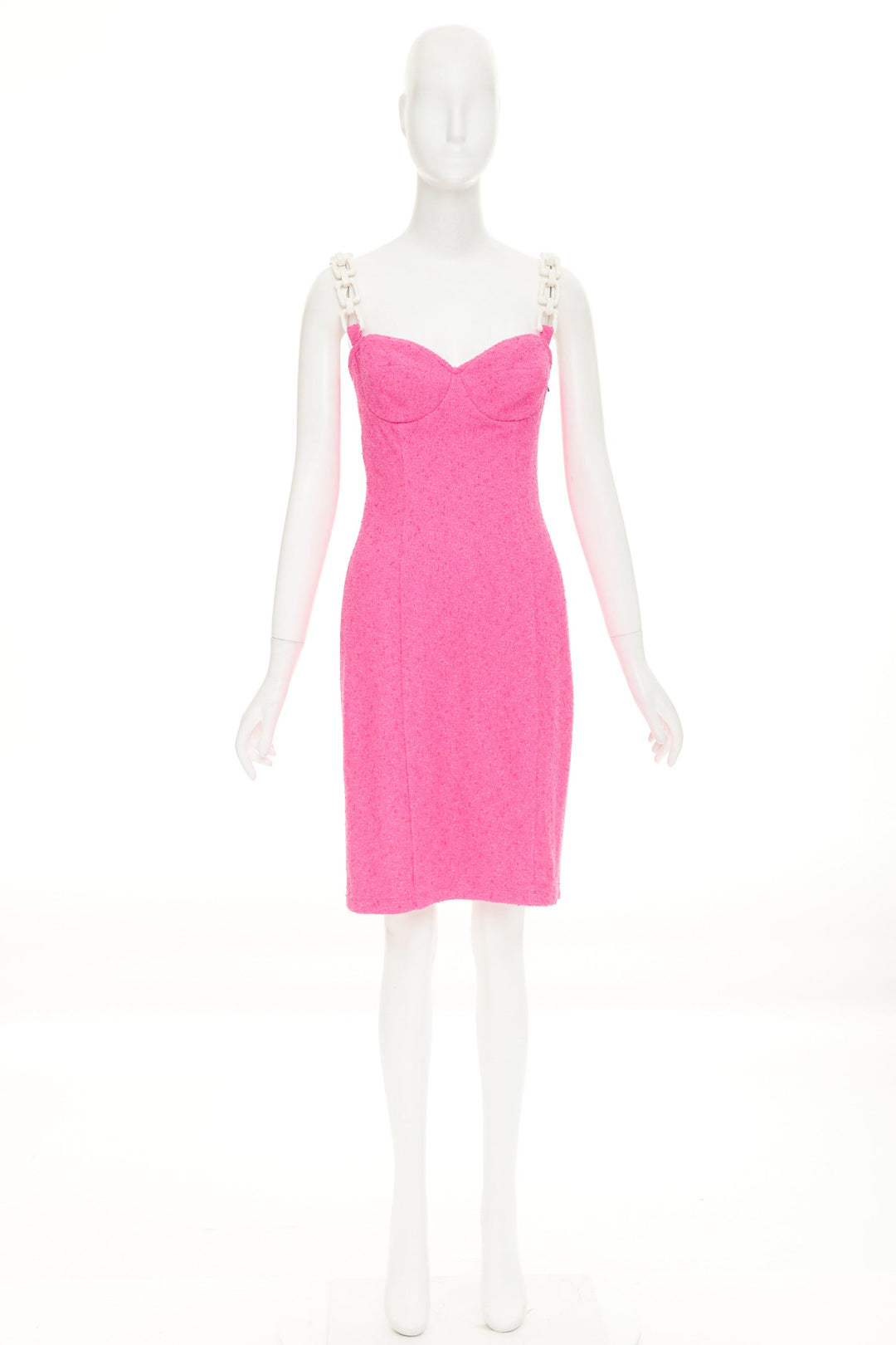 MOSCHINO Cheap and Chic Chunky Chain barbie pink boucle dress IT44 L