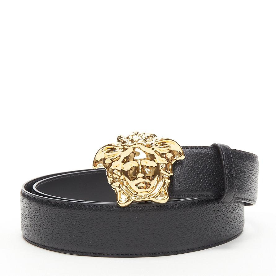 VERSACE La Medusa gold buckle black leather belt 115cm 44-48"