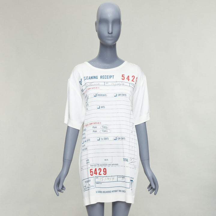 MOSCHINO Jeremy Scott Dry Cleaning Receipt print rayon tshirt dress IT38 XS
