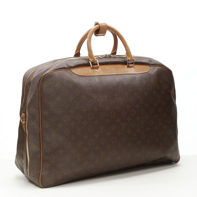 LOUIS VUITTON VIntage Alize brown monogram leather 2 compartment bag garment bag