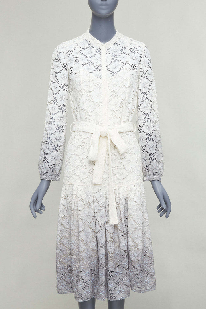 rare BURBERRY PRORSUM 2014 cream grey ombre lace dress IT38 XS Olivia Palermo
