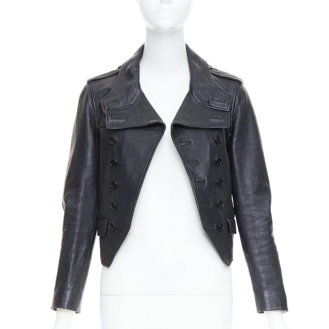 SAINT LAURENT Hedi Slimane 2014 black cropped smoking spencer jacket FR36 S