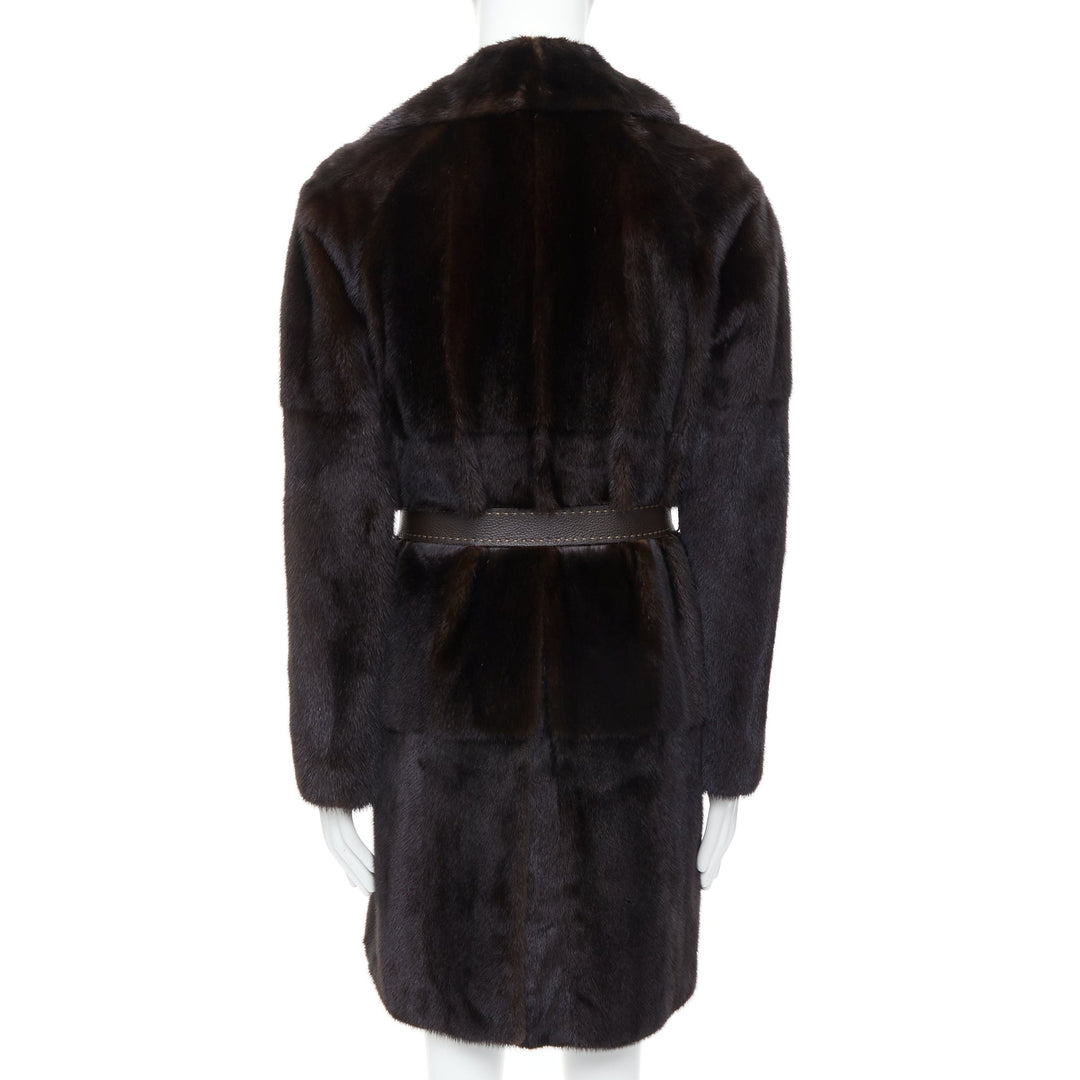 Male mannequin wearing Fendi CA0141030 Brown Fur Men Coat in Size IT48 | Available at JHROP