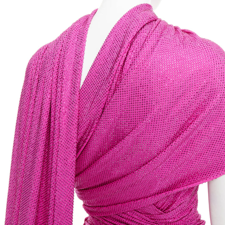 rare ALEXANDRE VAUTHIER COUTURE AW2019 Runway pink crystal sash drape gown