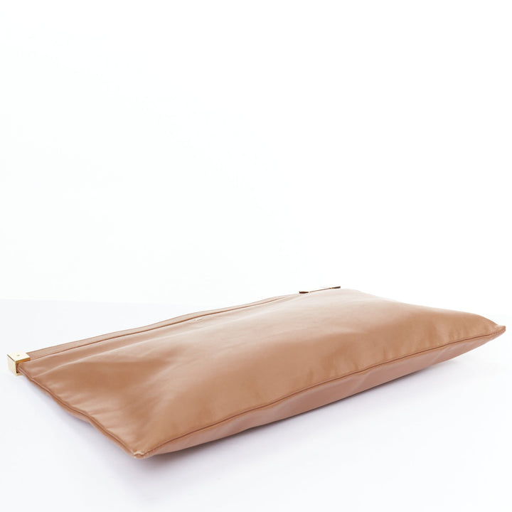 MAISON MARGIELA Line 11 tan brown gold top zip oversized clutch bag