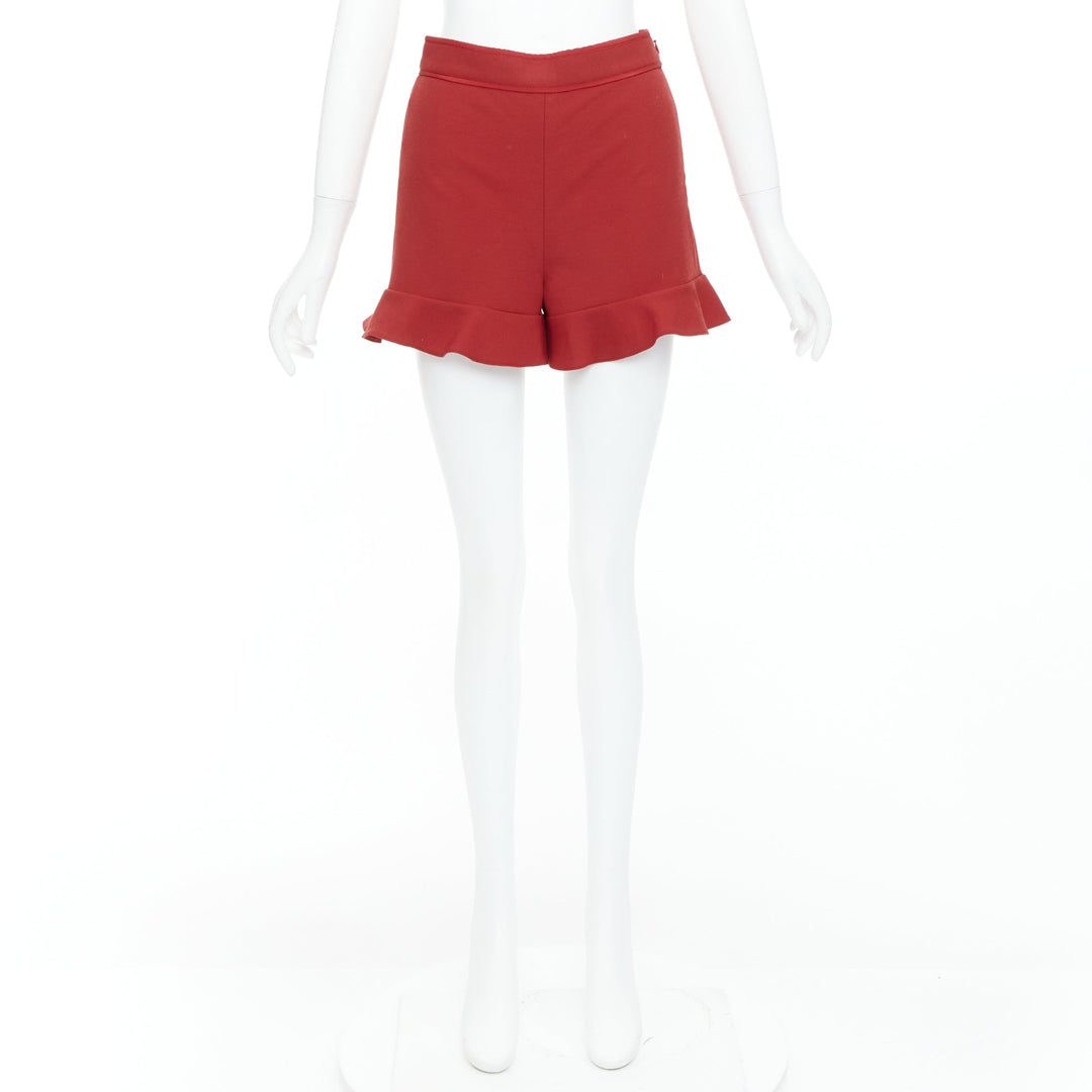 RED VALENTINO red ruffle hem high waisted shorts IT38 XS