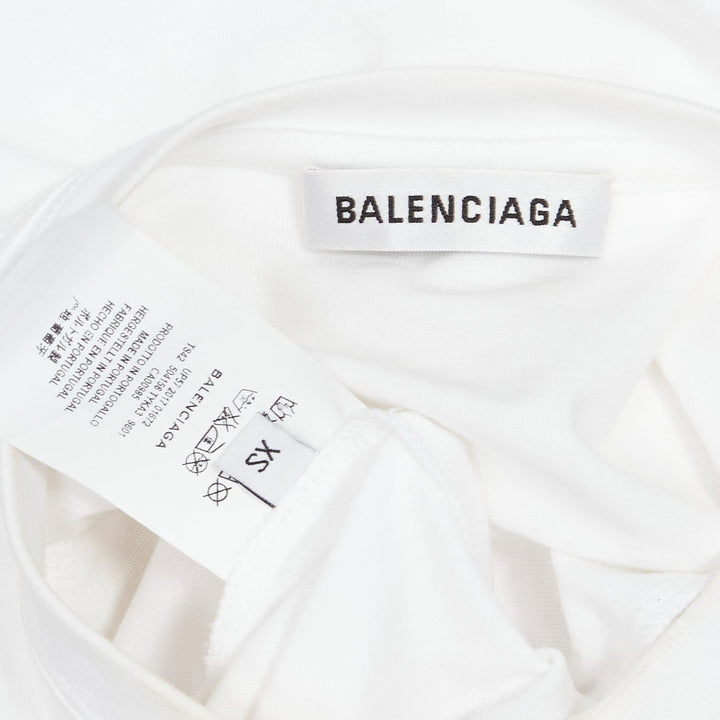 BALENCIAGA 2017 Mode pink logo print short sleeve white cotton tshirt XS