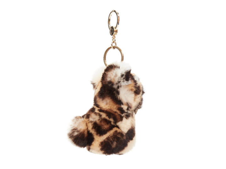 LORO PIANA 100% mink fur brown cream Tiger bag charm keyring