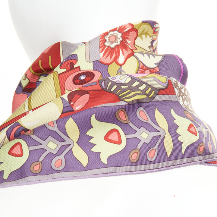 HERMES 2009 Zabavushka Russian folk toy print multicolor silk square scarf 90cm