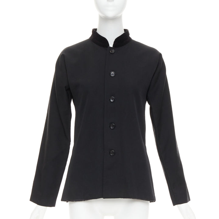 COMME DES GARCONS TRICOT 1998 Vintage black wool velvet mandarin collar jacket