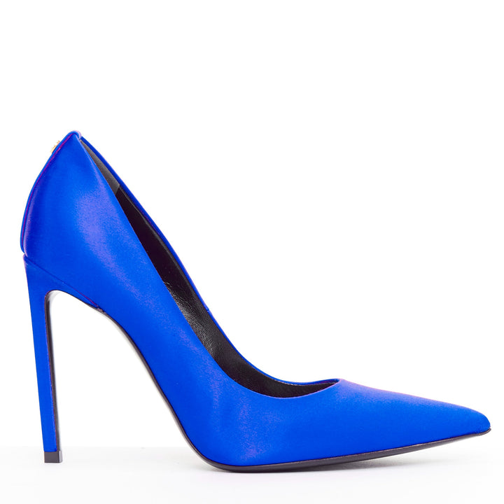 TOM FORD cobalt blue satin pointy front stiletto heeled pumps EU36.5