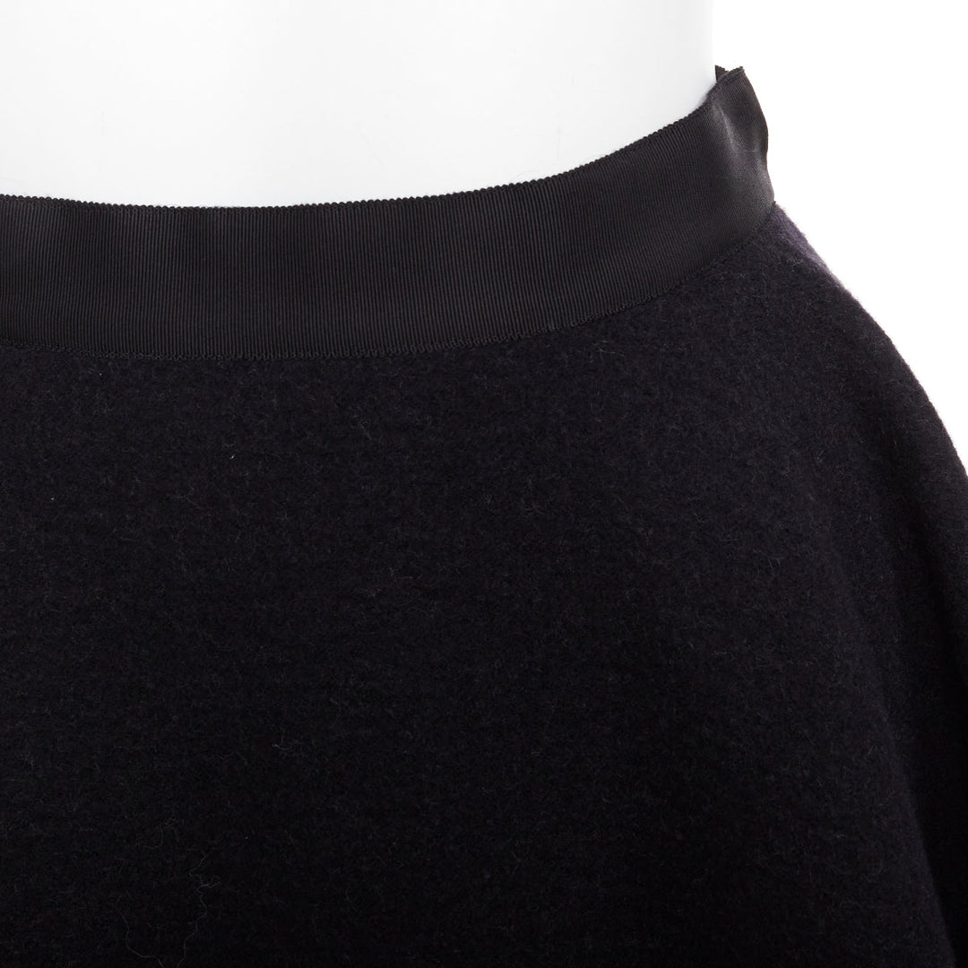 LANVIN grey wool blend black waistband constructed bell shaped skirt FR34 XS