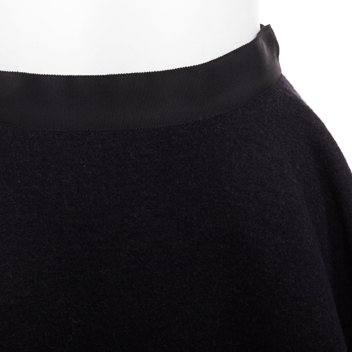LANVIN grey wool blend black waistband constructed bell shaped skirt FR34 XS