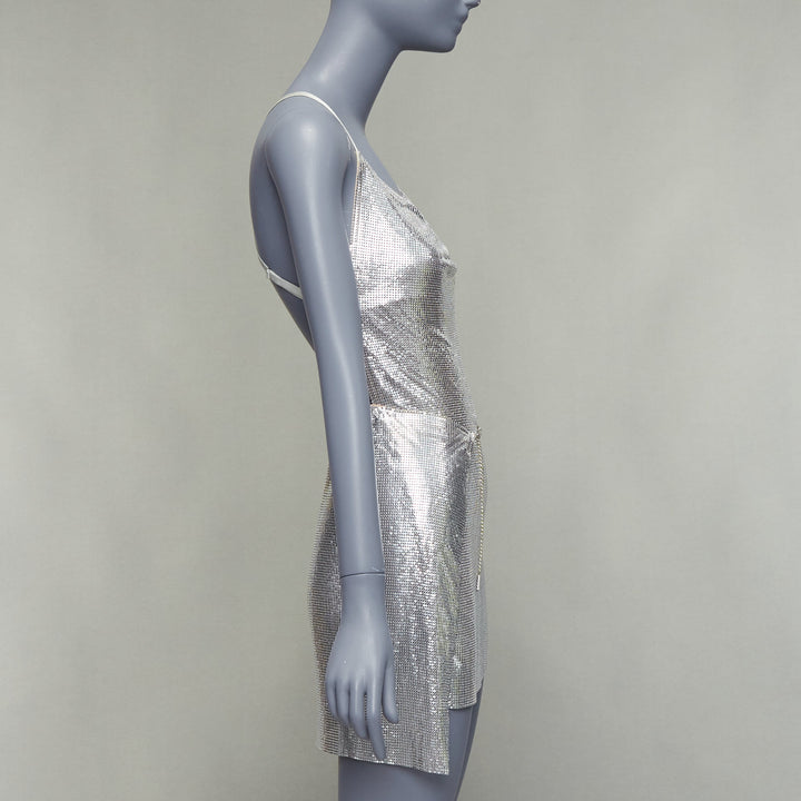 POSTER GIRL Adrianne 100% aluminium silver chainmail top skirt dress XS