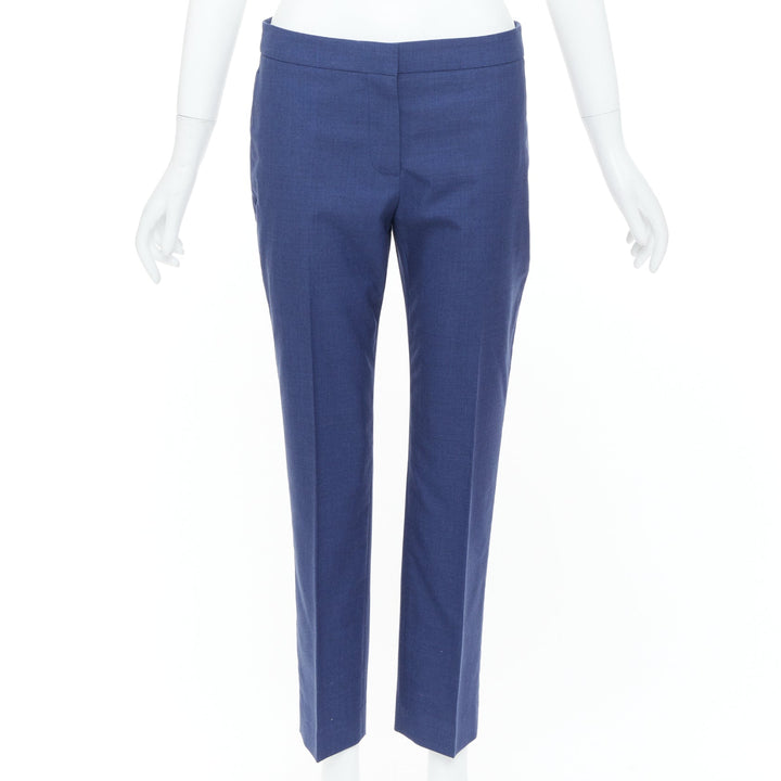 ALEXANDER MCQUEEN 2021 blue mid rise smart straight leg tailored pants IT40 S