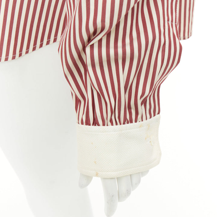 OSCAR DE LA RENTA S08 Stripe Pleated Placket Contrast Collar top US16 4XL