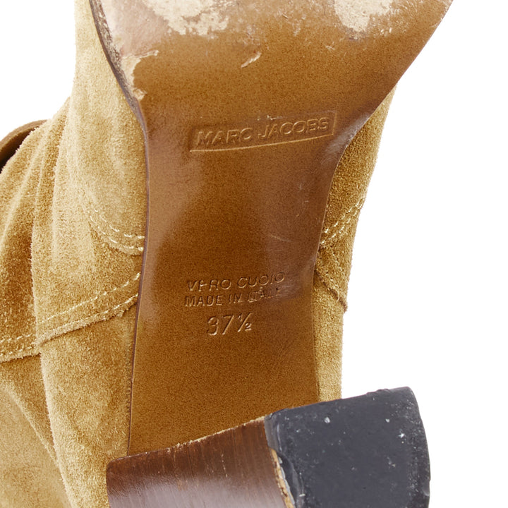 MARC JACOBS tan suede bow tie back slouchy western boots EU37.5