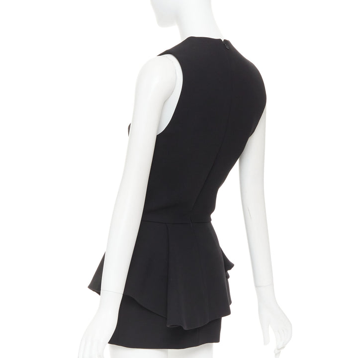 ALEXANDRE VAUTHIER black wool crepe asymmetric peplum ruffle dress