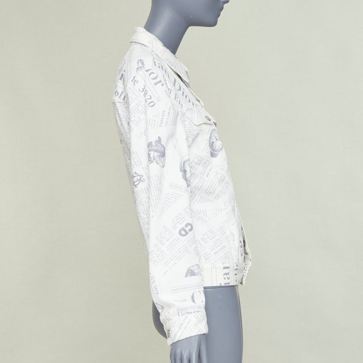 DIOR HOMME 2020 Daniel Arsham Runway newspaper print cotton denim jacket EU44 XS