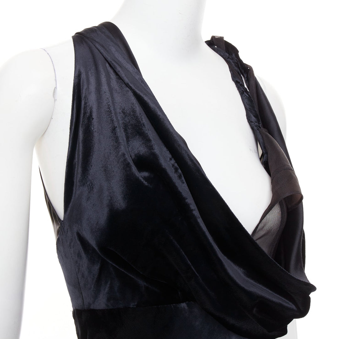 ALEXANDRE VAUTHIER COUTURE black velvet sheer panel mermaid gown