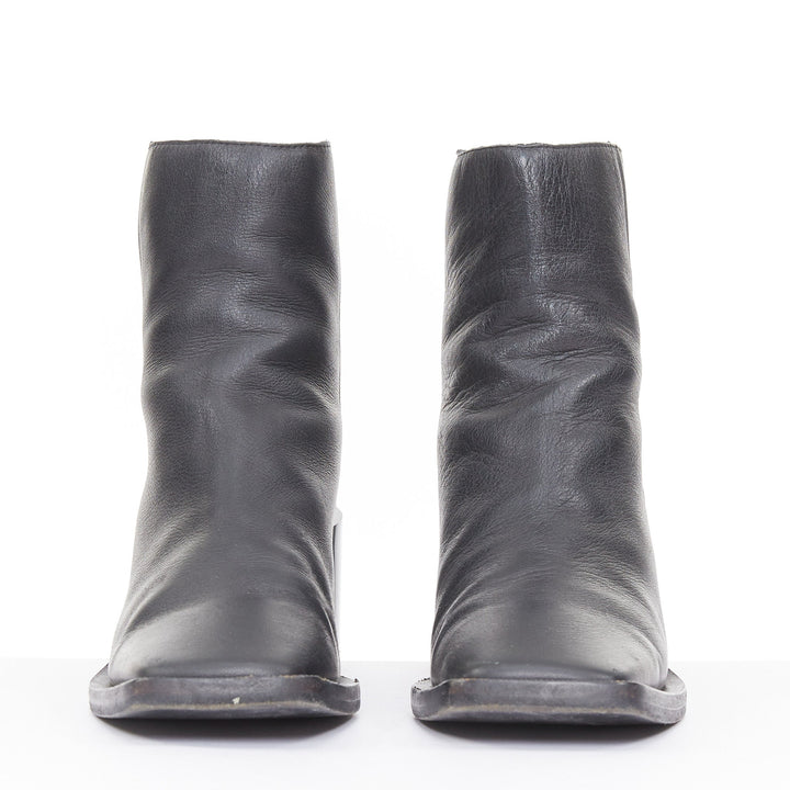 MM6 MAISON MARGIELA 2021 Anatomic black leather square toe ankle boots EU36 US6