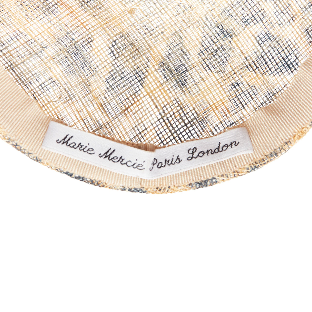 MARIE MERCIE brown leopard print bow fascinator hat