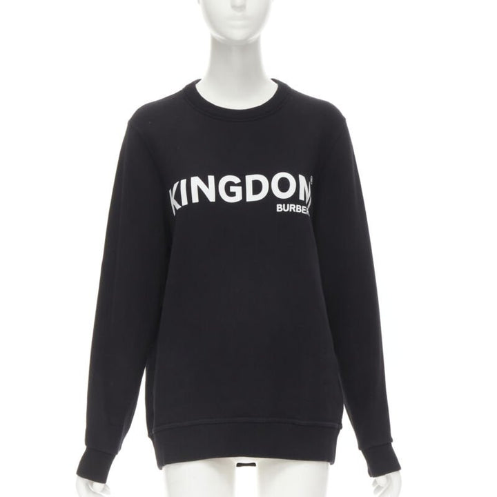 BURBERRY Tisci KINGDOM logo print black cotton crewneck pullover sweater M