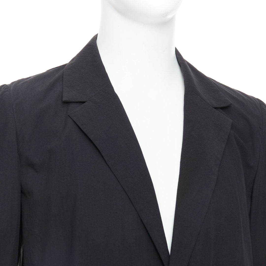 ATTACHMENT Kazuyuki Kumagai black cotton angular hem relaxed blazer JP3 L