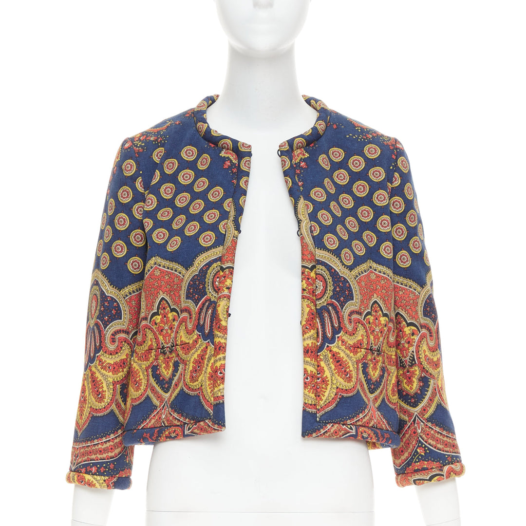 VALENTINO 2024 Paisley Medaglioni orange cotton gabardine cropped jacket IT40 S