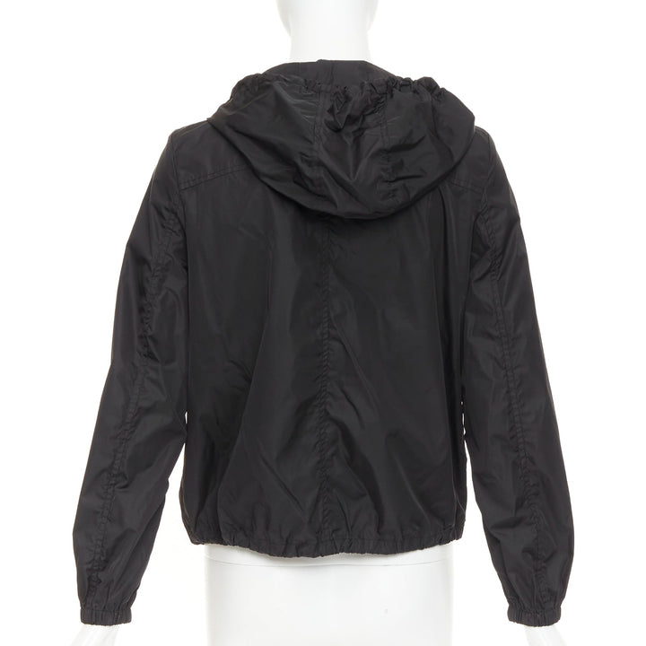 PRADA 2021 Re Nylon black silver triangle logo plague zip up windbreaker IT38 XS