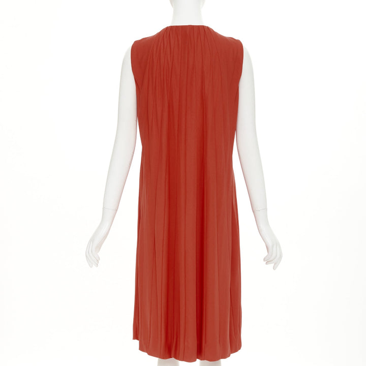 GUCCI 2007 red viscose blend keyhole pleated draped dress IT42 M