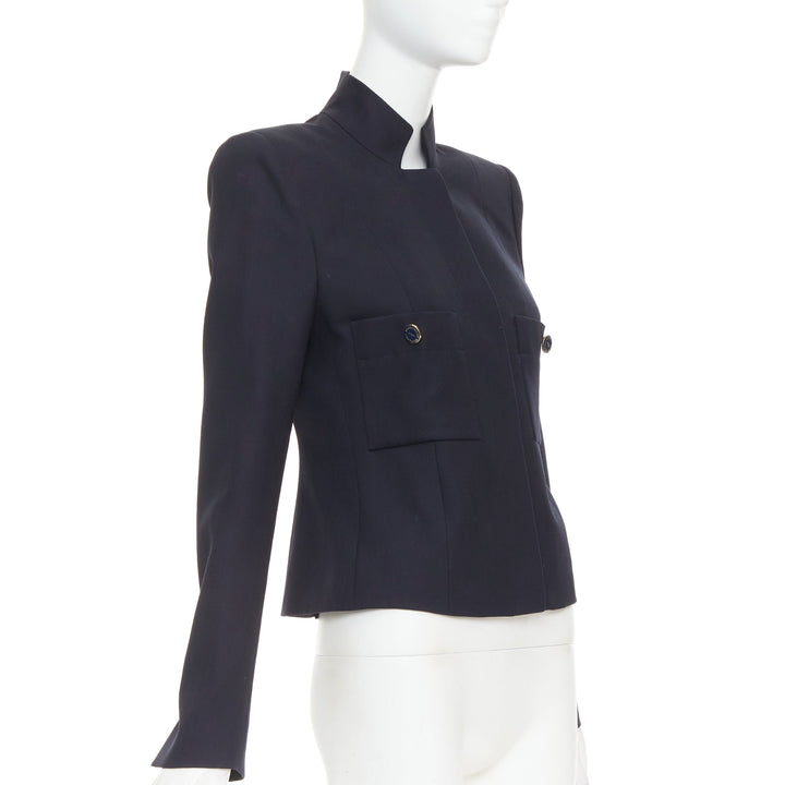 ALEXANDRE VAUTHIER COUTURE AW2023 Runway navy  military collar officer jacket