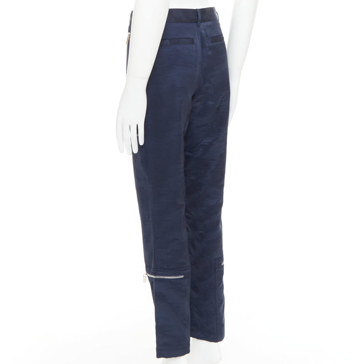 DIOR HOMME navy silver zipper carpenter pocket straight leg cargo pants FR44 XS