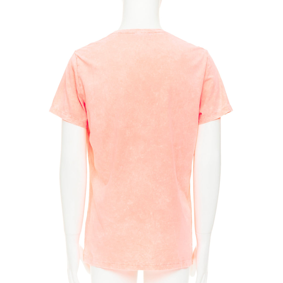 BALMAIN pink washed cotton jersey retro beach sunset graphic logo t-shirt L