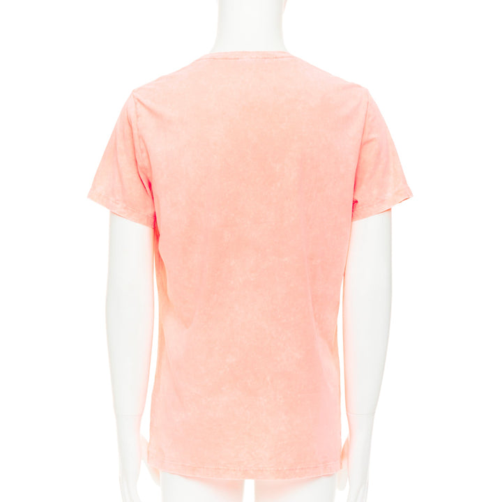 BALMAIN pink washed cotton jersey retro beach sunset graphic logo t-shirt L