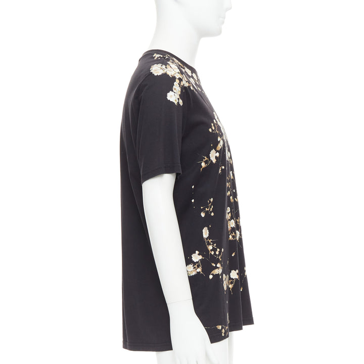 GIVENCHY black cotton babys breath floral print crew tshirt S