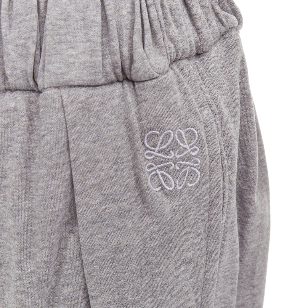LOEWE Paula's Ibiza grey cotton anagram embroidered balloon cropped pants XS