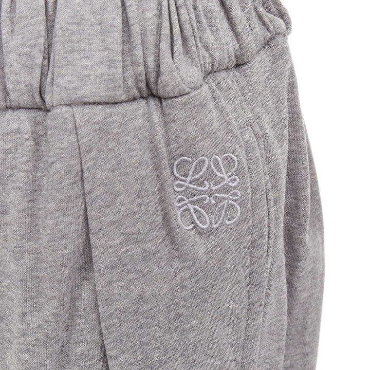 LOEWE Paula's Ibiza grey cotton anagram embroidered balloon cropped pants XS